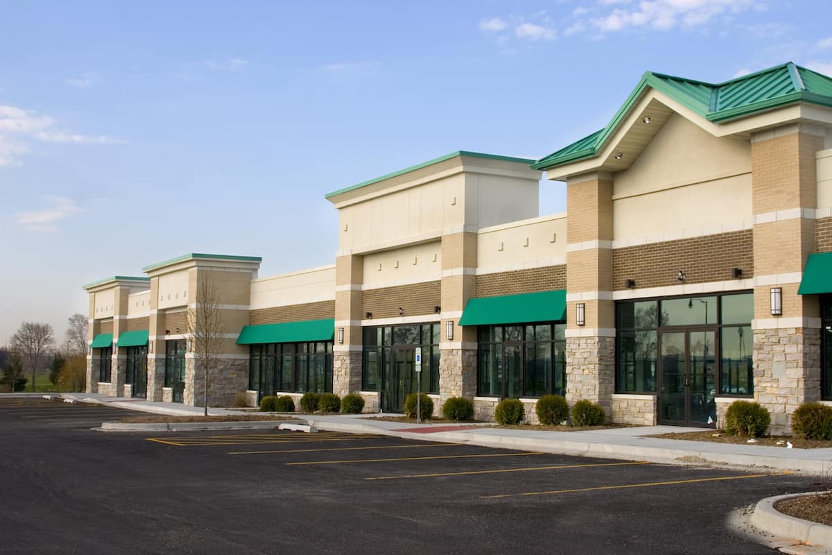 Strip mall or commercial building in the suburbs