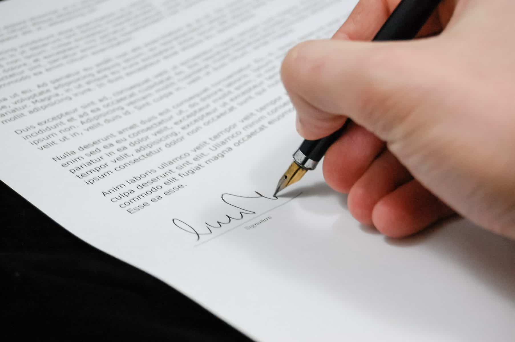 Signing document or deed