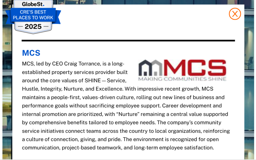 MCS Named to CRE’s Best Places to Work of 2025